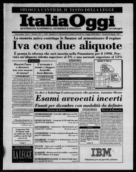 Italia oggi : quotidiano di economia finanza e politica